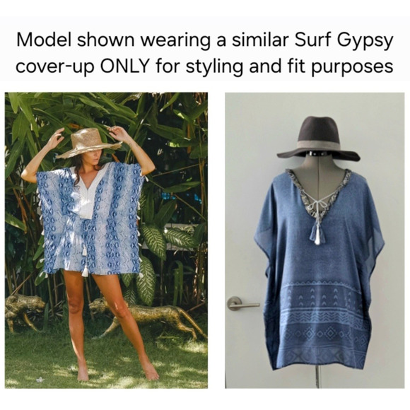 SURF GYPSY chic travel resort swimwear swim caftan kaftan coverup cover-up s - Picture 4 of 7